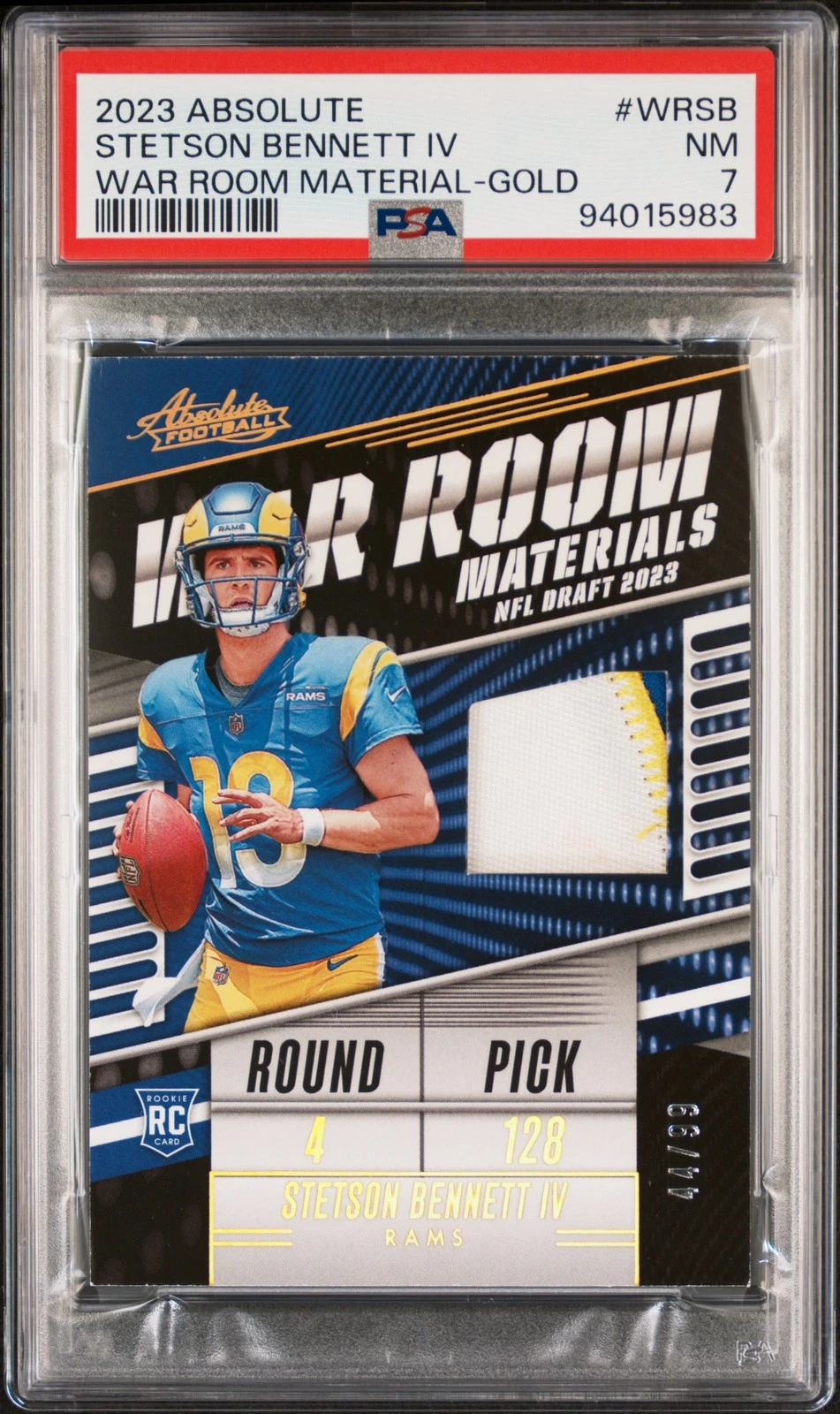 Stetson Bennett Panini Absolute War Room Materials #WRSB Gold