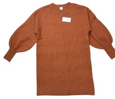 NWT A New Day Burnt Orange Knit Balloon Sleeve Sweater Dress Size M