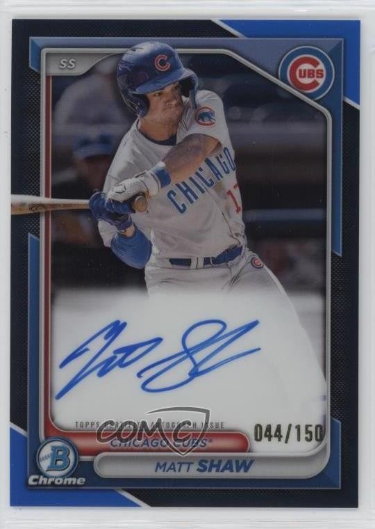 2024 Bowman Chrome Prospect Auto Blue Refractor 44/150 Matt Shaw #CPA-MS