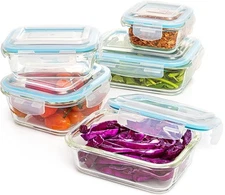 Kitchen Glass Food Storage Containers Set with Lids 10 Pcs. Snapware Transpar...