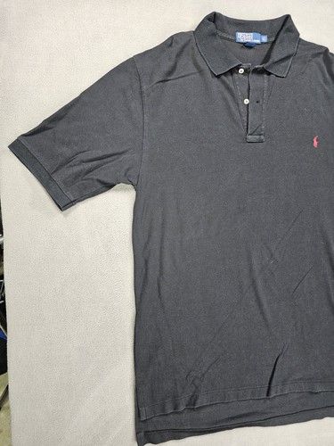 VTG Ralph Lauren Polo Shirt Mens Size LT Large Tall Black Short Sleeve Red Pony - Afbeelding 4 van 10