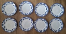 8 Edwardian Empire Ceramic Art Co Crown Pottery Side Plates 22.5cm Blue & White