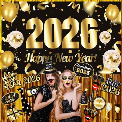Set de decoración para fiesta de Año Nuevo 2026, suministros para fiestas
