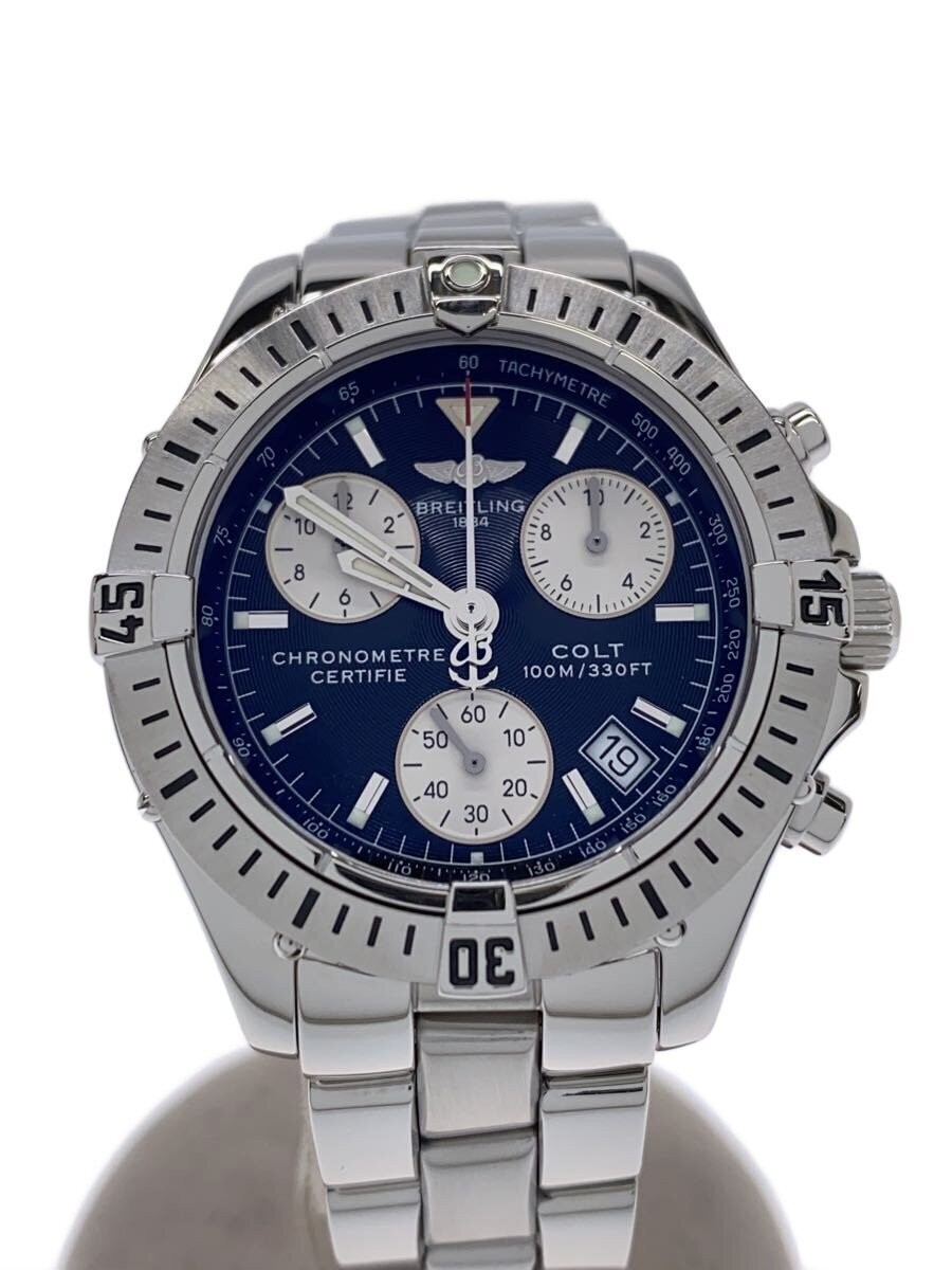 Breitling COLT A73350 Automatic Chronometer Chronograph Date 100m Navy Dial Mens