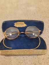 1920's Windsor Eyeglasses Tortoise Shell Gold Saddle Bridge W Case Lennon Style