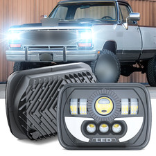 PAIR 7x6" 5x7" LED Headlight Headlamp FIT Dodge Ram Pickup 1990 1991 1992 1993
