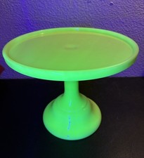 Vintage Mosser Glass Cake Stand 9”  Buttercream Yellow RARE