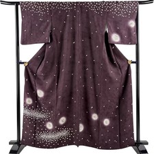 JAPANESE KIMONO HOMONGI PURPLE 161cm 5 ft 3 in PURE SILK B2640