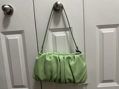 NWT Staud Convertible Clutch Lamb Nappa Leather Shoulder Bean Bag Agave Green