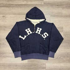 Vintage 1940s/50s Champion Split Pocket Double Face LHHS Quarter Zip Hoodie