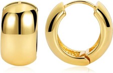 FAMARINE Chunky Thick Hoop Earrings for Women Gold Hoops Huggie 0.8