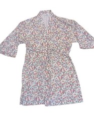 Vtg House Robe Granny Core Pansies Print Talbots W/ Belt Pockets Short