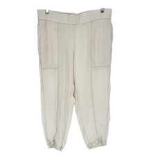 Eileen Fisher Organic Linen Pleated Cropped Lantern Pants Cream Size S Lagenlook