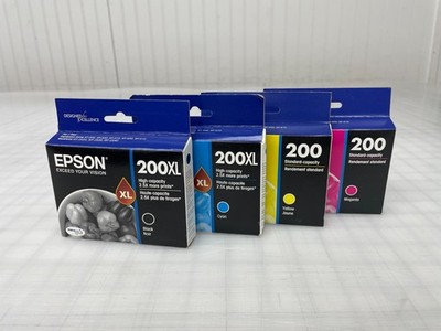 4pc/set Genuine Epson 200XL Black Cyan & 200 Yellow Magenta Ink Cartridges