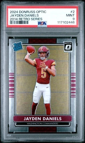 2024 PANINI DONRUSS OPTIC 2014 RETRO SERIES #2 JAYDEN DANIELS ROOKIE RC PSA 9