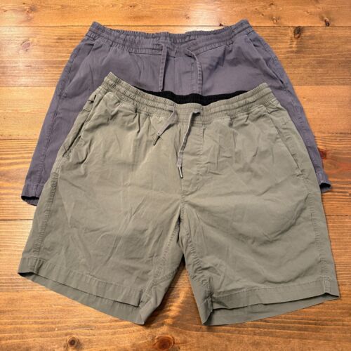 Lululemon Bowline Shorts Mens Large 8" Stretch Casual Olive Green Blue LOT OF 2