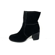 Frye and co womens Ankle Boots Size 8.5M Black Suede Block Heel Pull On