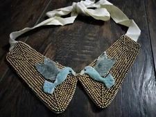 Anthropologie Statement Necklace Beaded Peter Pan Collar Hummingbird Bird Fabric