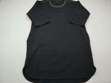 Madewell Dress Women Small Black 3/4 Sleeve Zip Shoulder Leather Trim Pockets