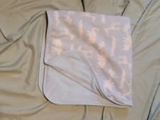 Carters Blue White Elephant Giraffe Alligator Micro Fleece Cotton Baby Blanket