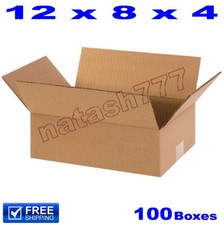 100 - 12x8x4 Cardboard Boxes Mailing Packing Shipping Moving Corrugated Carton
