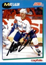 Mike Lalor Signed Auto 1991-92 Score card Washington Capitals