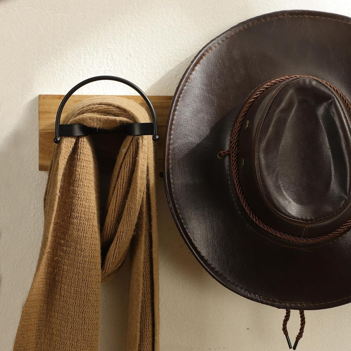 Packs Wall Mount Black Cowboy Hat Rack Holder Hanger Hooks for