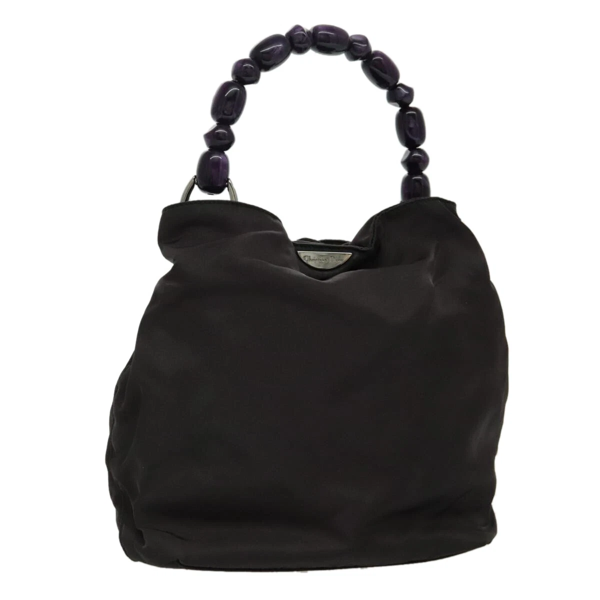 Sac à main Christian Dior Maris perle nylon violet argent authentique bs19032