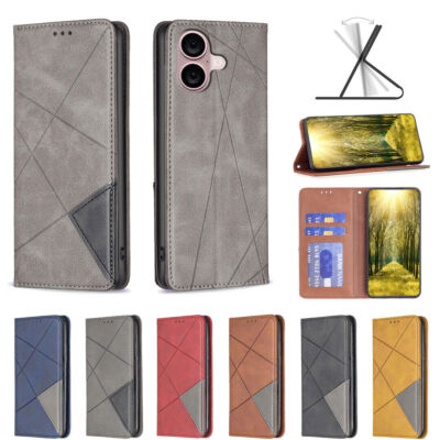 Luxury Splice Leather Flip Wallet Cover Case For 16 15 14 13 12 11 Pro Max