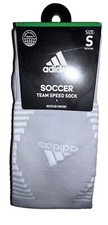 Adidas Team Speed OTC Soccer Socks 1 Pair Youth 13C-4Y Gray White w Logo NEW