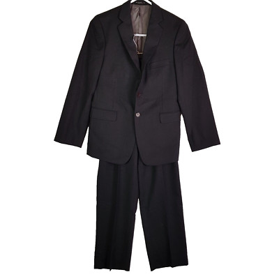 Vintage John Varvatos Wool Suit Set Boys Yrs 12 Black Crosshatch Blazer & Pants