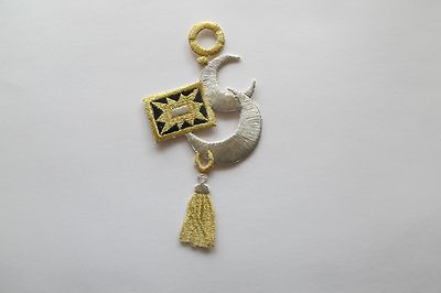 2863 Gold,Silver Trim Fringe,Moon,Pagan Astrology Star Embroidery Applique Patch