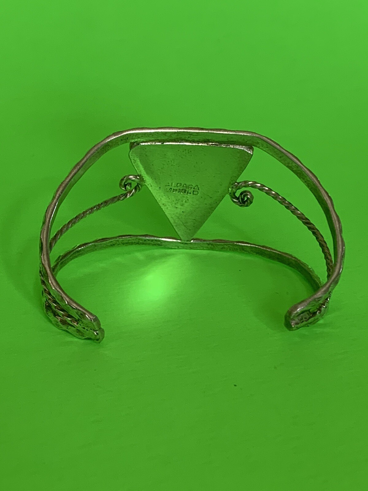 Alpaca Silver Abolone Shell Triangle Cabochon Cuf… - image 6