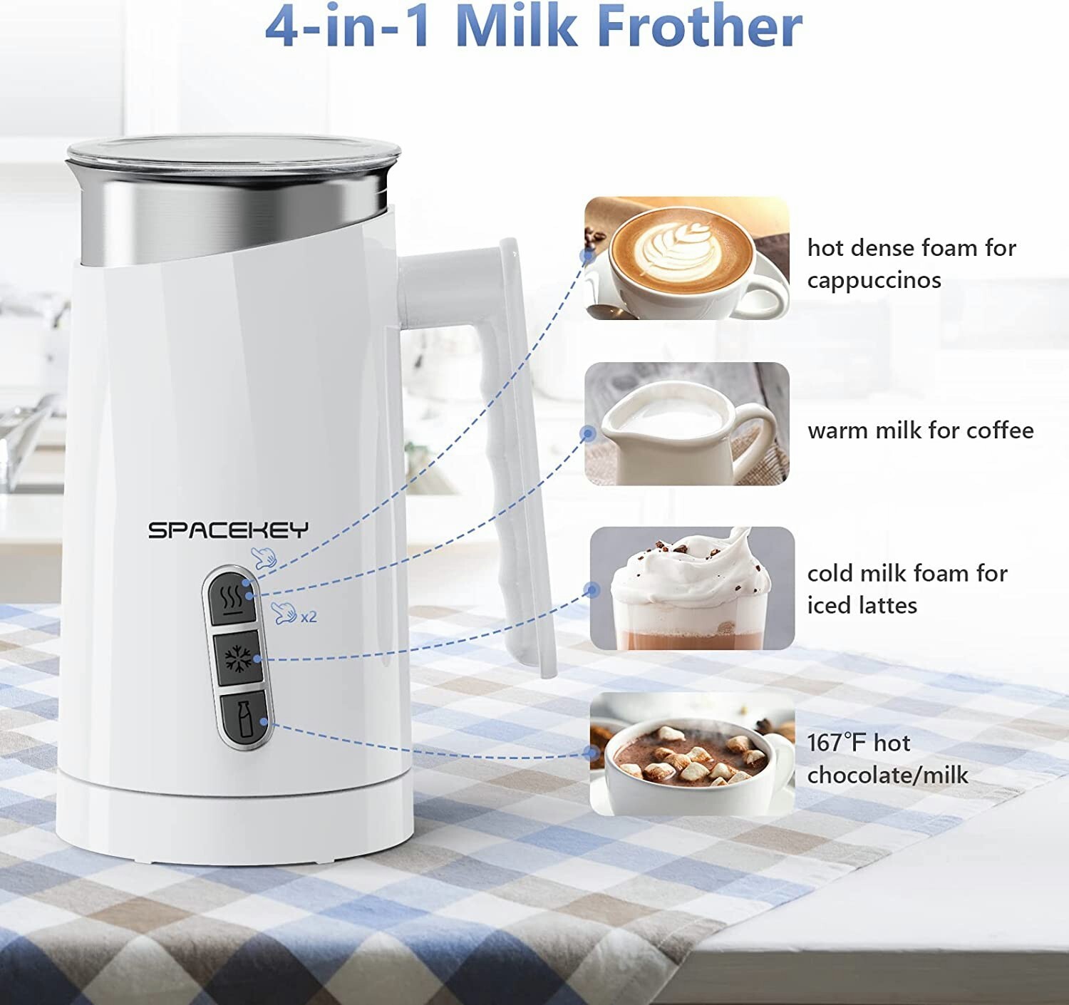 Buy Wholesale Hong Kong SAR Milk Frother, Electric Coffee Milk Frother  4-in-1, Travel Kettle 10oz/300ml, Automatic Hot And Cold Foam Maker And Milk  Warmer & Milk Frother, Milk Warmer, Travel Kettle at