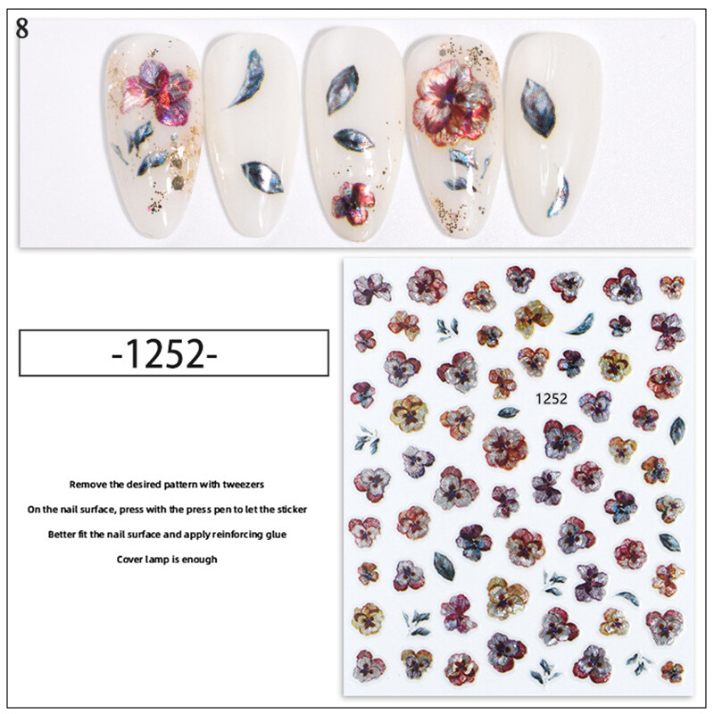 Self-adhesive 3D Flower Nail Stickers Flower Petal Manicure Decal Nail ...