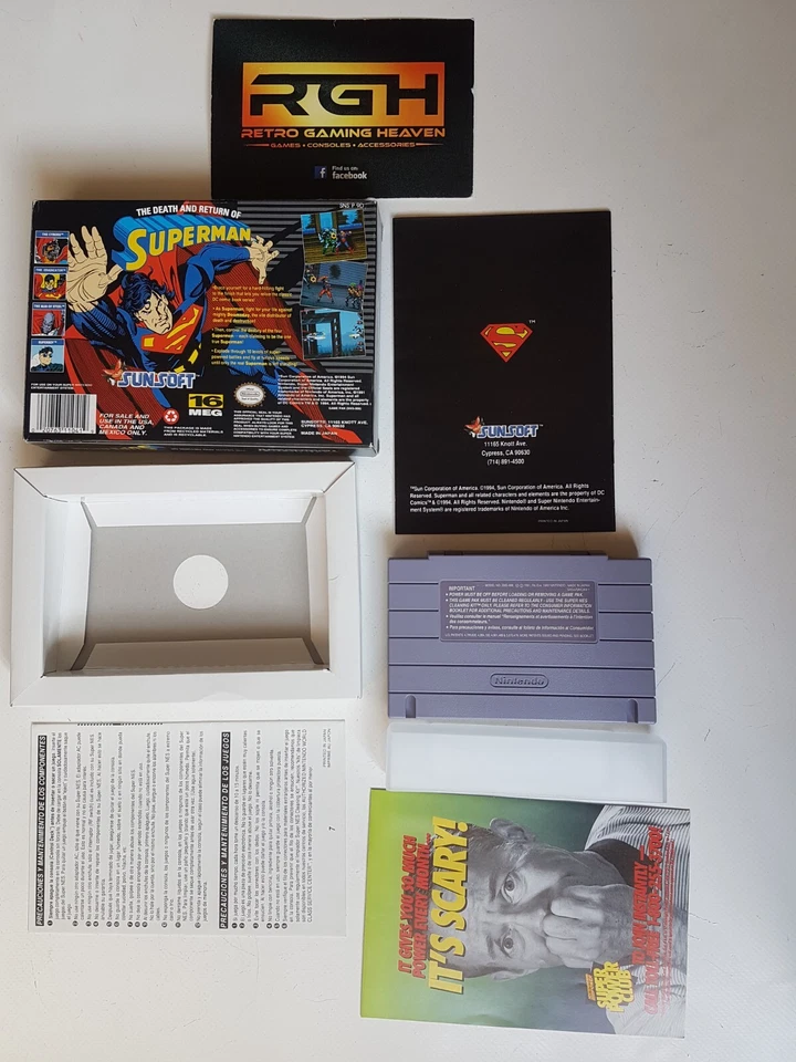 THE DEATH AND RETURN OF SUPERMAN SUPER NINTENDO USA SNES GAME NEAR MINT CON - Image 2 of 4