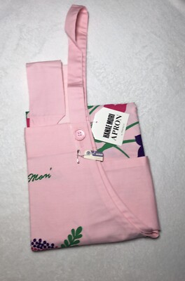 New NWT Hanae Mori Pronty Design Apron Light Pink Floral RARE Cotton