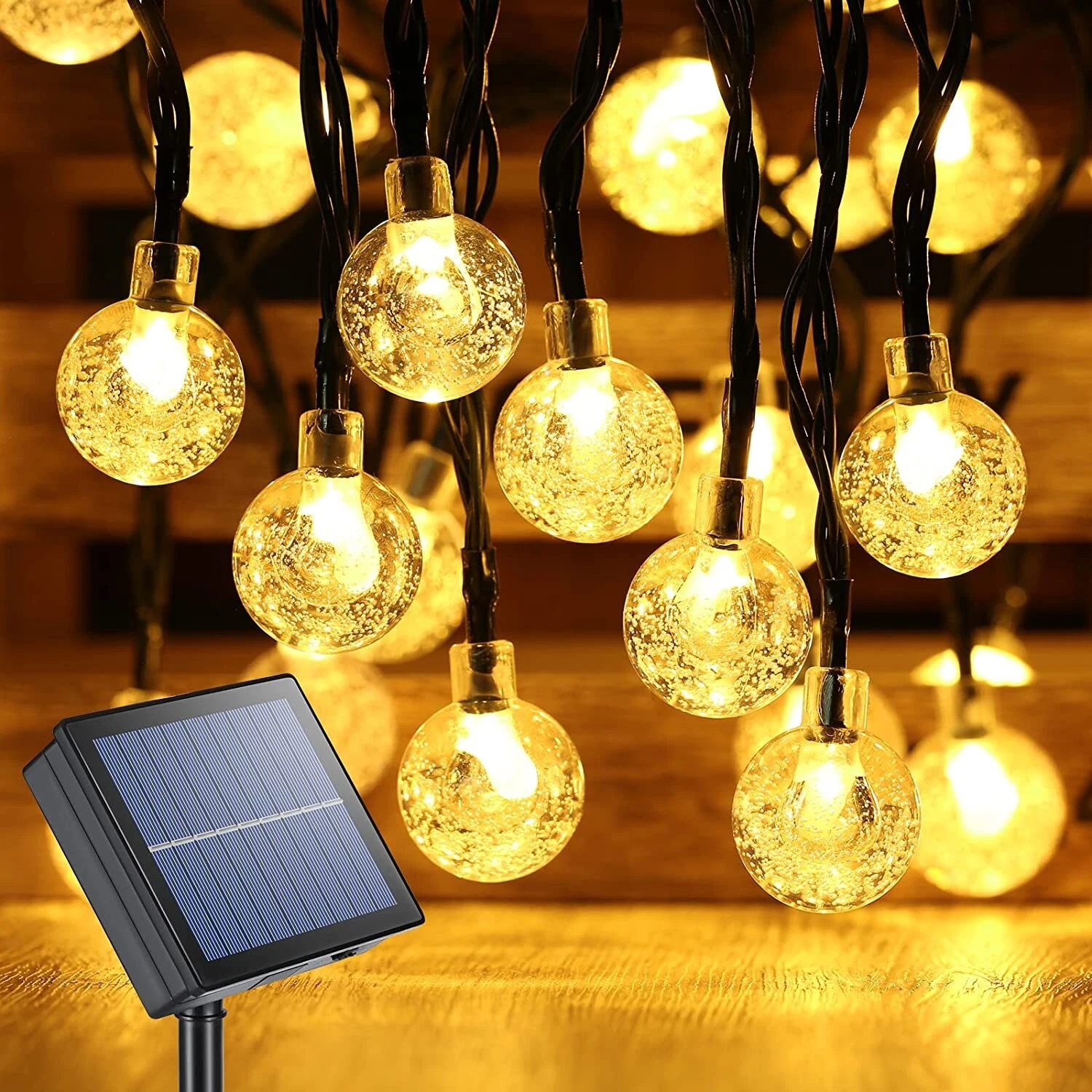 Solar Powered 60 LED String Light Garden Path Yard Decor Lamp Outdoor Waterproof
