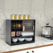 Storage Cabinet Sideboard Buffet Tabletop w/2 Sliding Door Pantry Kitchen Bamboo