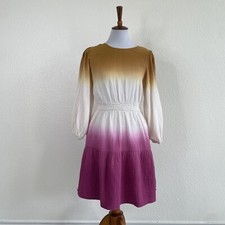 Universal Thread Ombre Dress Womens Small Mustard To Pink Gauzy Cottagecore Boho