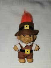 Vintage Retired Russ Thanksgiving Pilgrim Troll 4" Orange Hair 18360