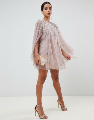 asos embellished cape dress