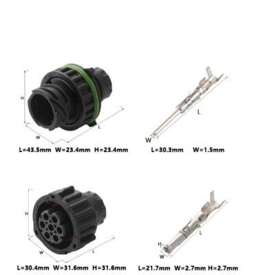 AMP Rundstecker Set DIN 72585 7-polig Rundsteckverbinder Stecker Sensor KFZ LKW