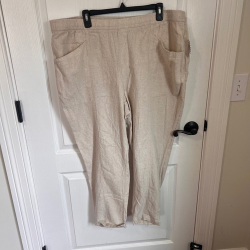 Old Navy Leinenmischung Hose Gummibund Freizeithose Beige Gr. XL Neu mit Etikett - Bild 3 von 9