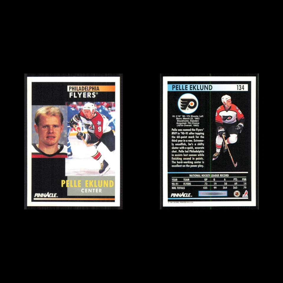 Pelle Eklund #134 1991 Pinnacle Philadelphia Flyers Hockey Card NHL NM - Image 3 of 3