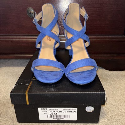 Idifu Strappy Sandals Women's blue (Size 7.5) Open Toe Block Heel (New)
