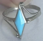 Vintage Sterling Silver Turquoise Color Stone Modernist Ring Size 9