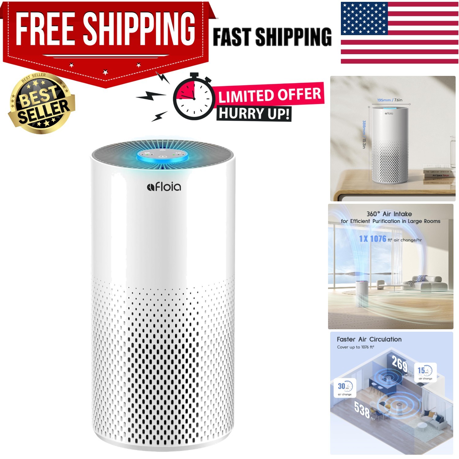 Whisper-Quiet Air Purifier with Night Light