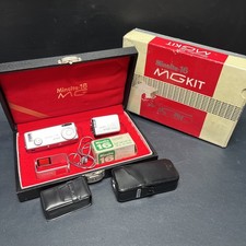 Vintage Minolta-16 MG Subminiature Spy Camera Kit w/ Case Film Accessories.