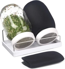 Complete Sprouting Jar Kit| 2 Wide Mouth Mason Jars, 316 Screen Sprout Lids, Bla
